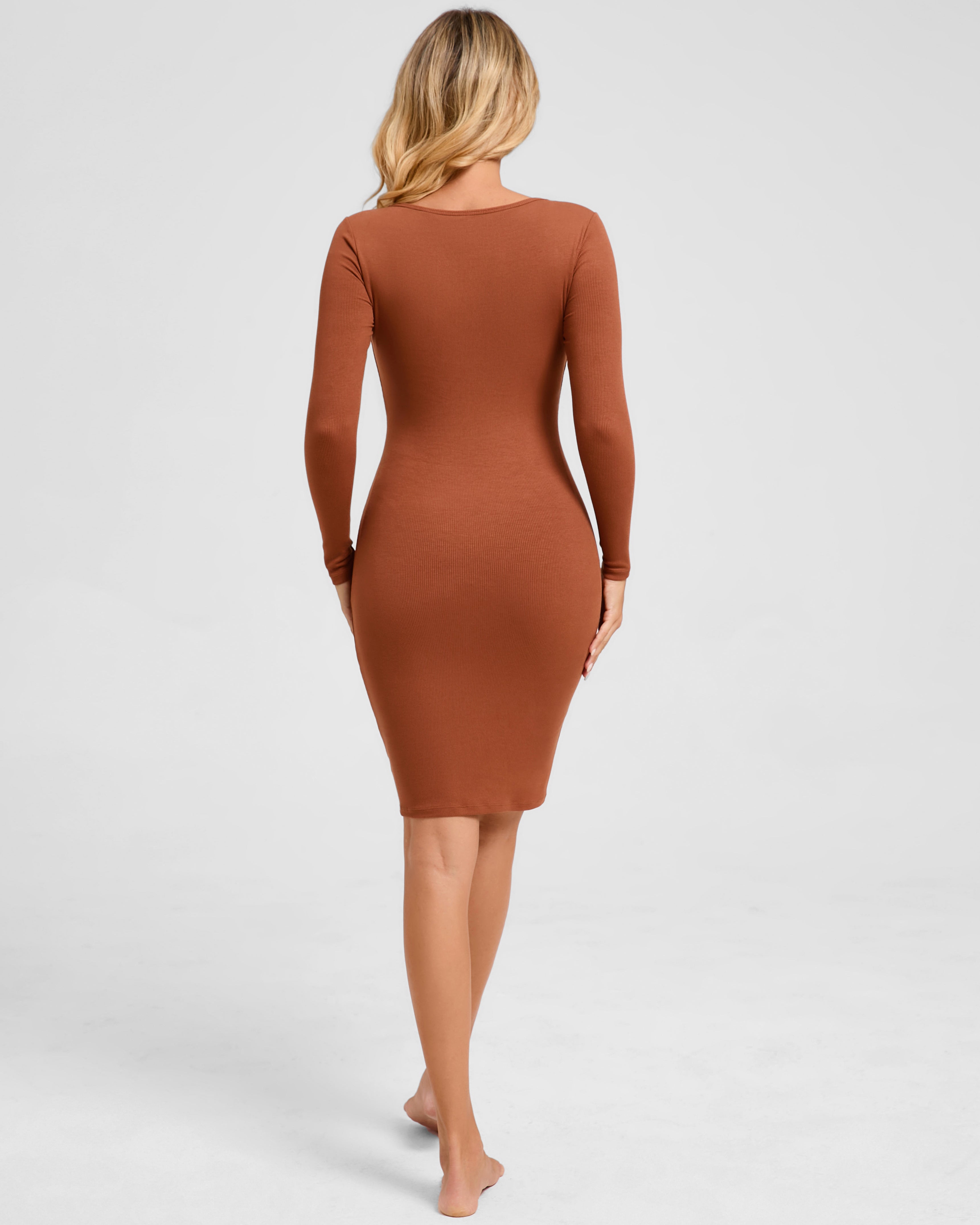 Long Sleeve Midi Shapewear Dress