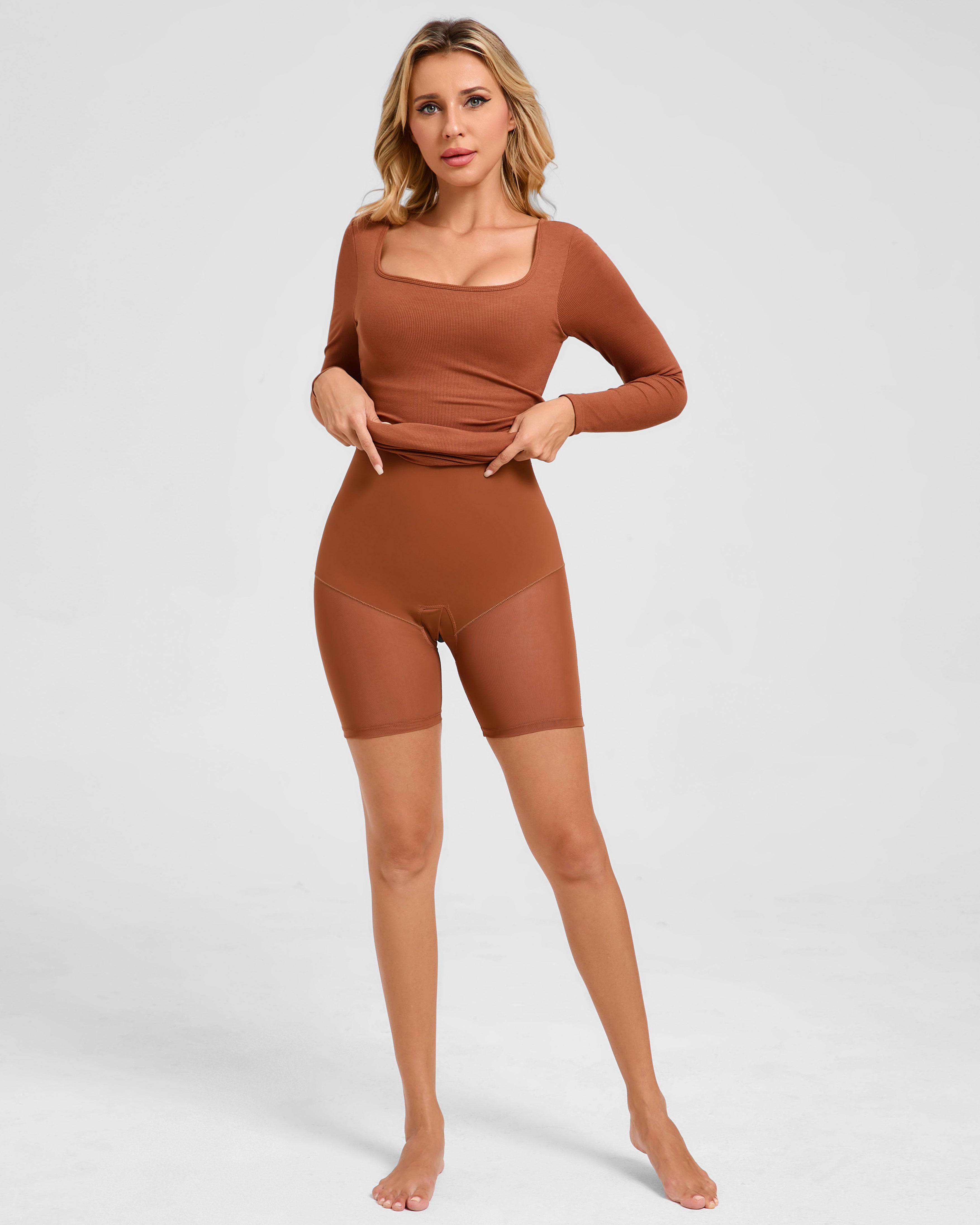 Long Sleeve Midi Shapewear Dress