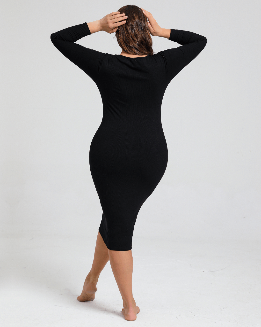Long Sleeve Midi Shapewear Dress