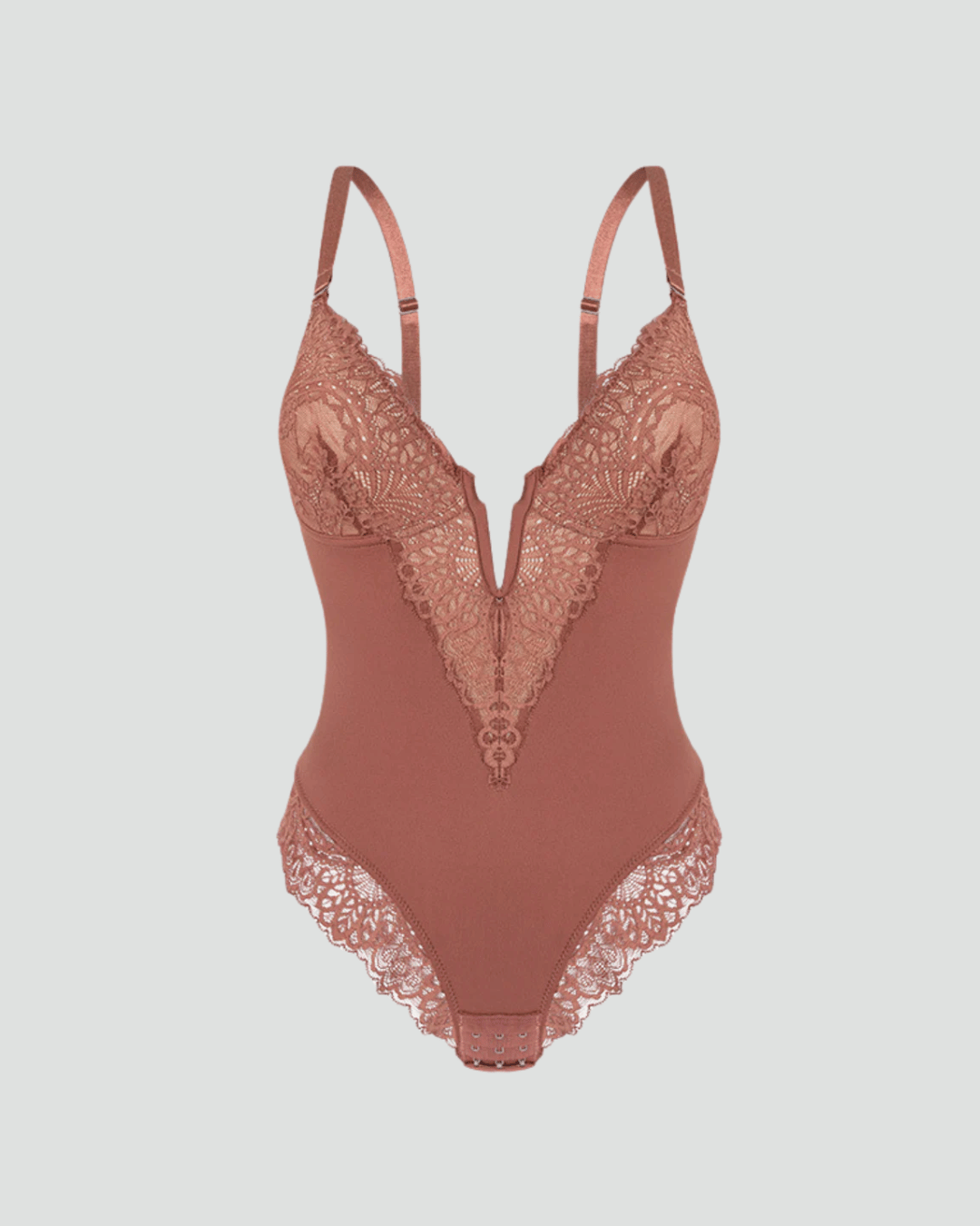 V-Neck Half Laced Shapewear Bodysuit